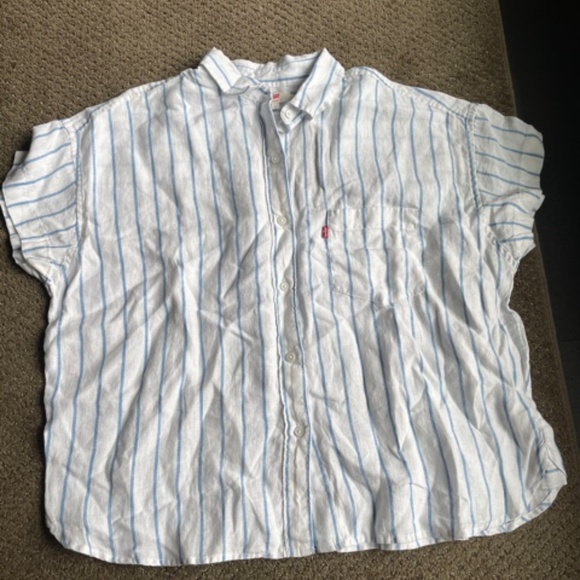 Blue and White Striped Linen Blouse from Levis - Picture 1 of 2
